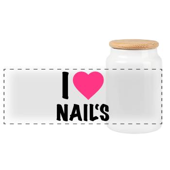 I love Nails - Nail Artist - Nageldesign - Nails - Panorama Keksdose mit Holzdeckel - Weiß - Vorne