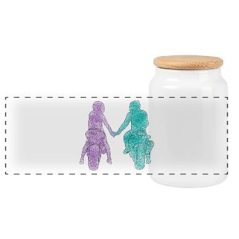 couple de motards - Boîte à biscuits avec couvercle en bois - blanc - Devant
