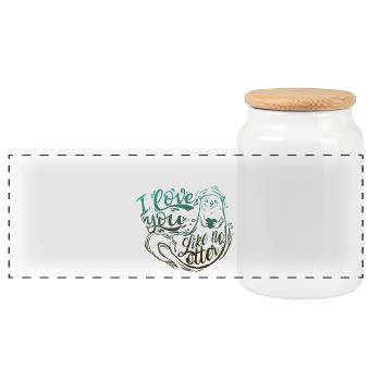 OTTER o love you like no otter - Panoramic Cookie Jar with Wooden Lid - white - Front