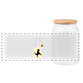 Tea Rex - Tee Rex / Geschenk Idee - Panorama Keksdose mit Holzdeckel - Weiß - Vorne