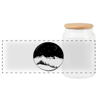 Nacht Sternen Wald und Berge Geschenk - Panorama Keksdose mit Holzdeckel - Weiß - Vorne