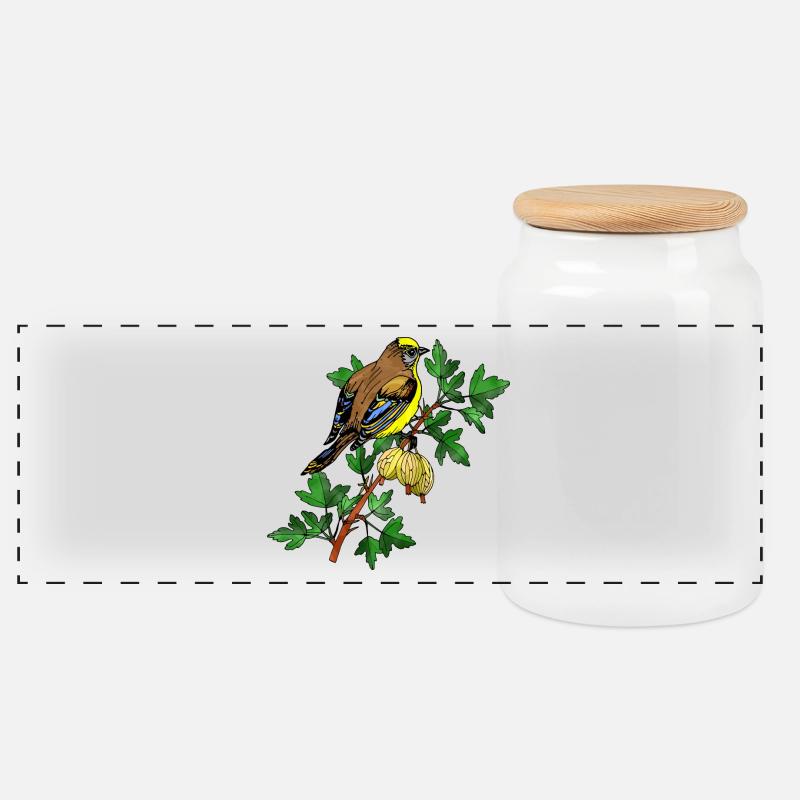 Vogel - Panorama Keksdose mit Holzdeckel - Weiß