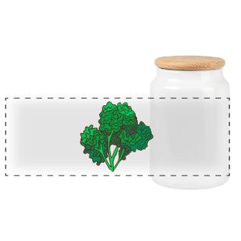 Grünkohl Braunkohl Krauskohl Kohl - Panorama Keksdose mit Holzdeckel - Weiß - Vorne