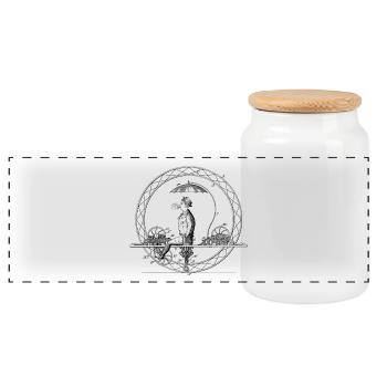Vintage Fahrrad Zeichnung Historisch - Panorama Keksdose mit Holzdeckel - Weiß - Vorne