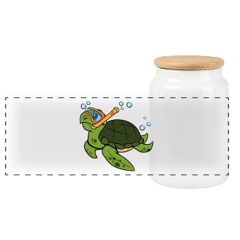 Wasserschildkröte Schildkröten Reptilien Amphibien - Panorama Keksdose mit Holzdeckel - Weiß - Vorne