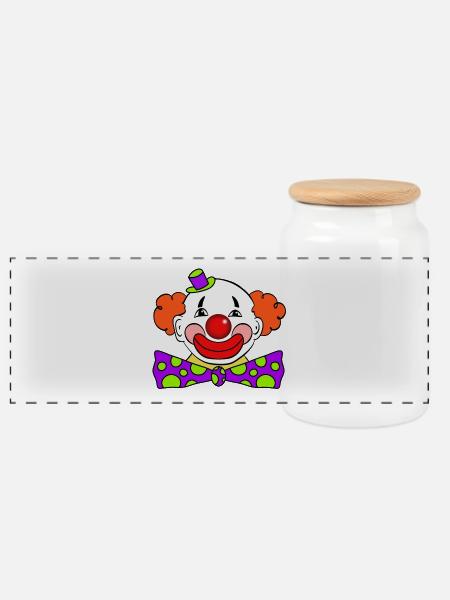 Clown - Panorama Keksdose mit Holzdeckel - Weiß
