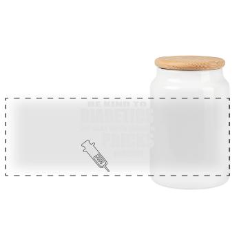 diabetics - Panoramic Cookie Jar with Wooden Lid - white - Front