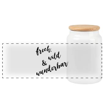 Frech, wild & wunderbar - Panorama Keksdose mit Holzdeckel - Weiß - Vorne