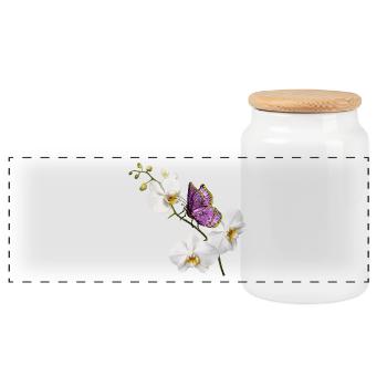 butterfly - Panoramic Cookie Jar with Wooden Lid - white - Front