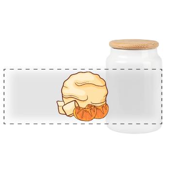 Tangerine ice cream ice cream ice cream ice cream ice cream - Panoramic Cookie Jar with Wooden Lid - white - Front