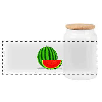 Pixel Art Melone - Panorama Keksdose mit Holzdeckel - Weiß - Vorne