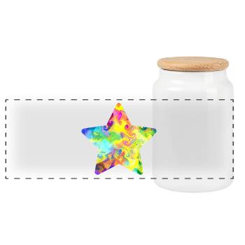 star - Panoramic Cookie Jar with Wooden Lid - white - Front