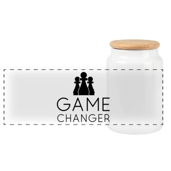 GAME CHANGER - Schach T-Shirt - Geschenkidee - Panorama Keksdose mit Holzdeckel - Weiß - Vorne