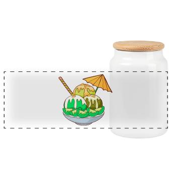 Ice cream ice cream ice cream ice cream ball ice cream sundae - Panoramic Cookie Jar with Wooden Lid - white - Front