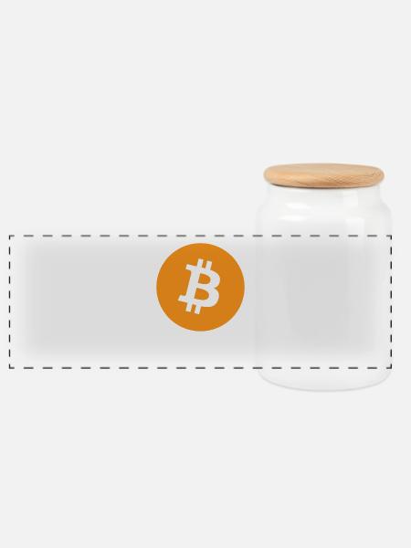 bitcoin - Panorama Keksdose mit Holzdeckel - Weiß
