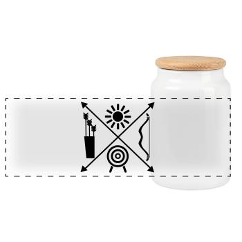 Archery - Panoramic Cookie Jar with Wooden Lid - white - Front