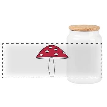 Pilz, Fliegenpilz - Panorama Keksdose mit Holzdeckel - Weiß - Vorne
