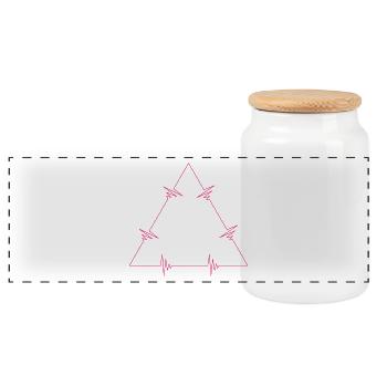 Battement de coeur triangle rose - Boîte à biscuits avec couvercle en bois - blanc - Devant