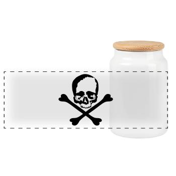 Totenkopf / Knochen / Skull / Bones - Panorama Keksdose mit Holzdeckel - Weiß - Vorne