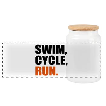 Triathlon - Panorama Keksdose mit Holzdeckel - Weiß - Vorne