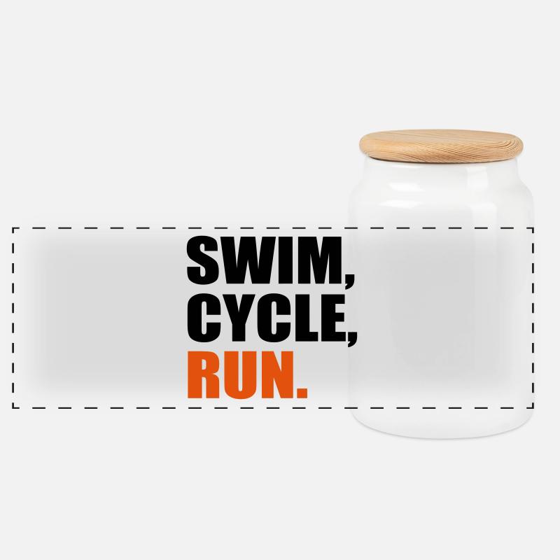 Triathlon - Panorama Keksdose mit Holzdeckel - Weiß