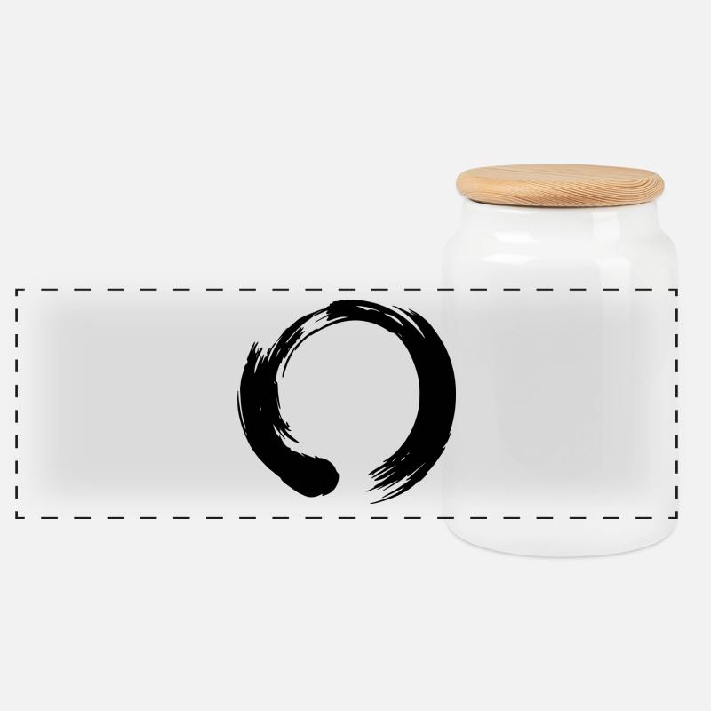 Enso zen Kreis - Panorama Keksdose mit Holzdeckel - Weiß
