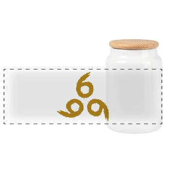 666 Gold - Panorama Keksdose mit Holzdeckel - Weiß - Vorne