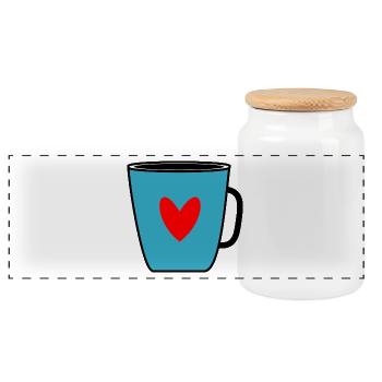 COFFEE. Cafe. humor. cup. Tea. THE - Panoramic Cookie Jar with Wooden Lid - white - Front
