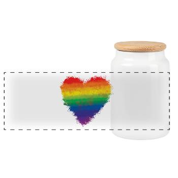 Pride Rainbow, LGBTQ, Lgbt Lesbian Gay Pride Gift - Panoramic Cookie Jar with Wooden Lid - white - Front