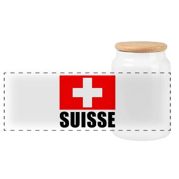 SUISSE. FOOTBALL. SPORT. CHAMPION. DRAPEAU - Boîte à biscuits avec couvercle en bois - blanc - Devant
