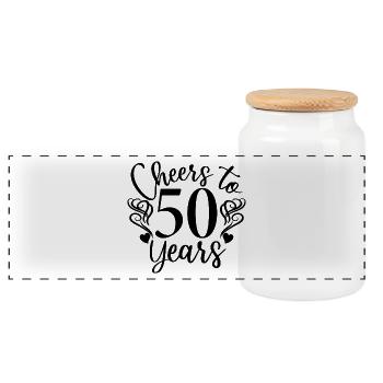 Cheers To 50 Years - Geburtstags- oder Jubiläumsgeschenk - Panorama Keksdose mit Holzdeckel - Weiß - Vorne