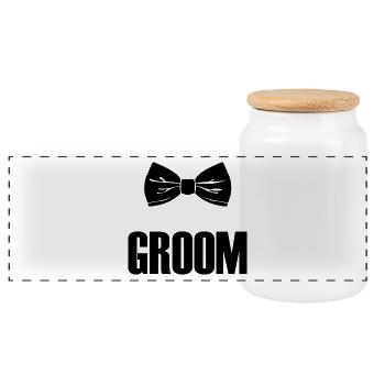 Groom - Mari à être, cadeau de fête de fiançailles - Boîte à biscuits avec couvercle en bois - blanc - Devant