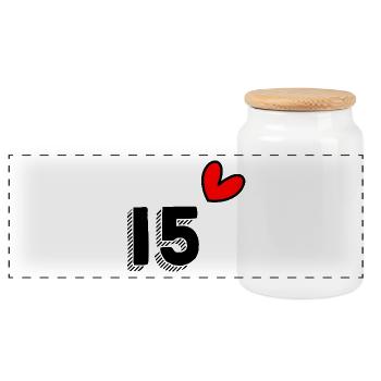 15 ANS. 15e ANNIVERSAIRE. ANNIVERSAIRE 15 ANS. 15 - Boîte à biscuits avec couvercle en bois - blanc - Devant