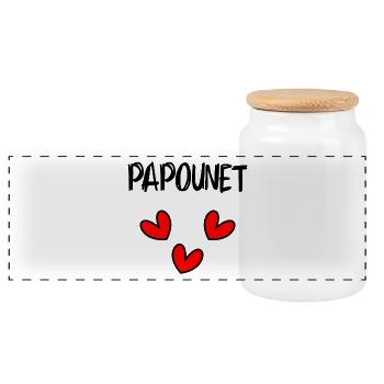 PAPOUNET. DAD. FATHER'S DAY. HAPPY DADDY'S DAY - Panoramic Cookie Jar with Wooden Lid - white - Front