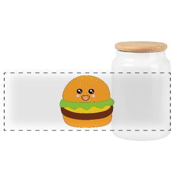 Burger, fast food, essen, kochen - Panorama Keksdose mit Holzdeckel - Weiß - Vorne