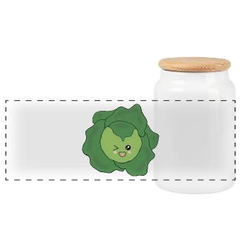 Kawaii Gesicht Kawaii Kostüm Kawaii - Panorama Keksdose mit Holzdeckel - Weiß - Vorne