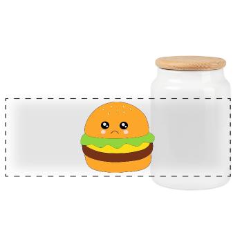 Burger, fast food, essen, kochen - Panorama Keksdose mit Holzdeckel - Weiß - Vorne