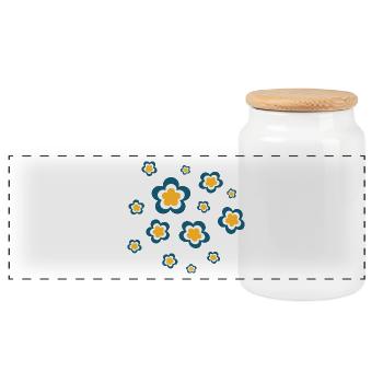 70s Flower Pattern Retro Hippie Flowers Power - Panoramic Cookie Jar with Wooden Lid - white - Front