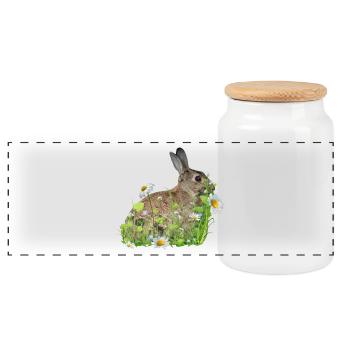 Fleurs blanches de lapin - Boîte à biscuits avec couvercle en bois - blanc - Devant