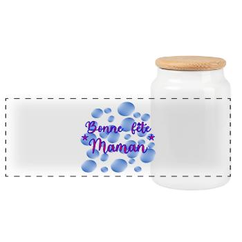 MAMAN. FÊTE DES MÈRES. BONNE FÊTE MAMAN. JE T'AIME - Boîte à biscuits avec couvercle en bois - blanc - Devant