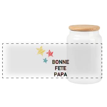 FÊTE DES PÈRES. BONNE FÊTE PAPA. PAPA. BONNE FÊTE - Boîte à biscuits avec couvercle en bois - blanc - Devant