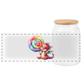 Kleiner Drache Lollipop - Panorama Keksdose mit Holzdeckel - Weiß - Vorne