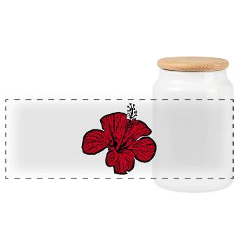 Blume rot rote Blumen rot rote Blumen Hibiskus - Panorama Keksdose mit Holzdeckel - Weiß - Vorne