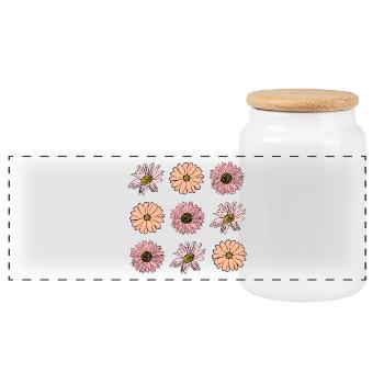 Flower pastel flower flowers pastel flowers lilac - Panoramic Cookie Jar with Wooden Lid - white - Front