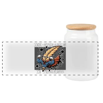 INK-INSPIRATION IN PROGRESS - Panoramic Cookie Jar with Wooden Lid - white - Front