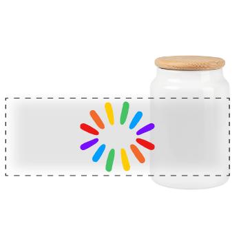 Rainbow Sun LGBTQIA gay pride - Panoramic Cookie Jar with Wooden Lid - white - Front