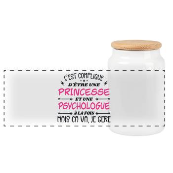 C'est compliqué d'être Une Princesse Psychologue - Boîte à biscuits avec couvercle en bois - blanc - Devant