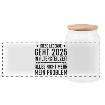 Altersteilzeit 2025 Angehender Ruhestand - Panorama Keksdose mit Holzdeckel - Weiß - Vorne