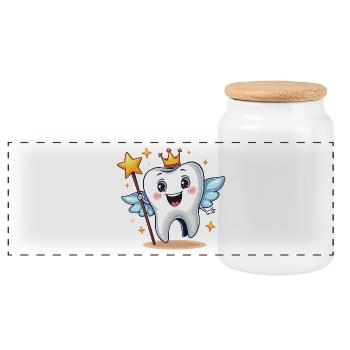 Carnival Tooth Fairy Dental Assistant Kids Dentist - Panoramic Cookie Jar with Wooden Lid - white - Front