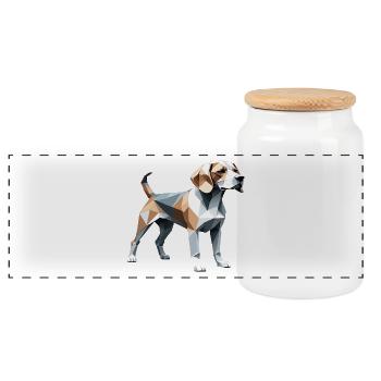 Beagle - Conception de chien de compagnie - Boîte à biscuits avec couvercle en bois - blanc - Devant